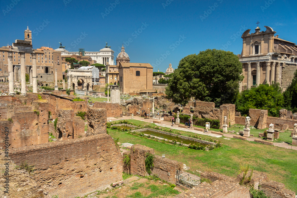 Roman forum and Palatine Hill, Rome, Italy, Europe