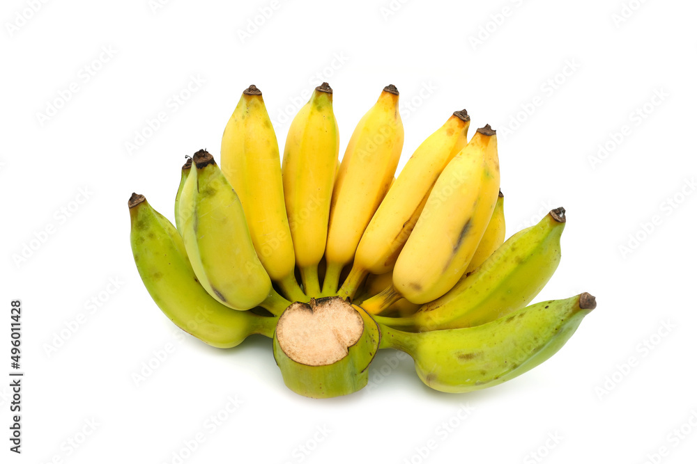 Ripe Cultivated Banana isolated on white background.