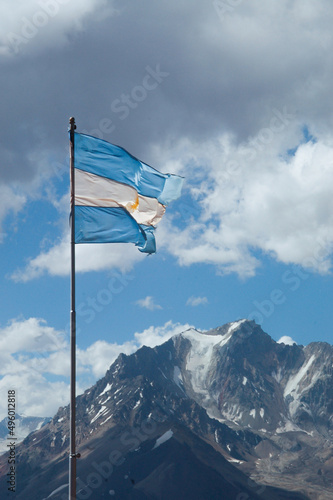 Obraz na płótnie Argentine flag on top of Cristo Redentor