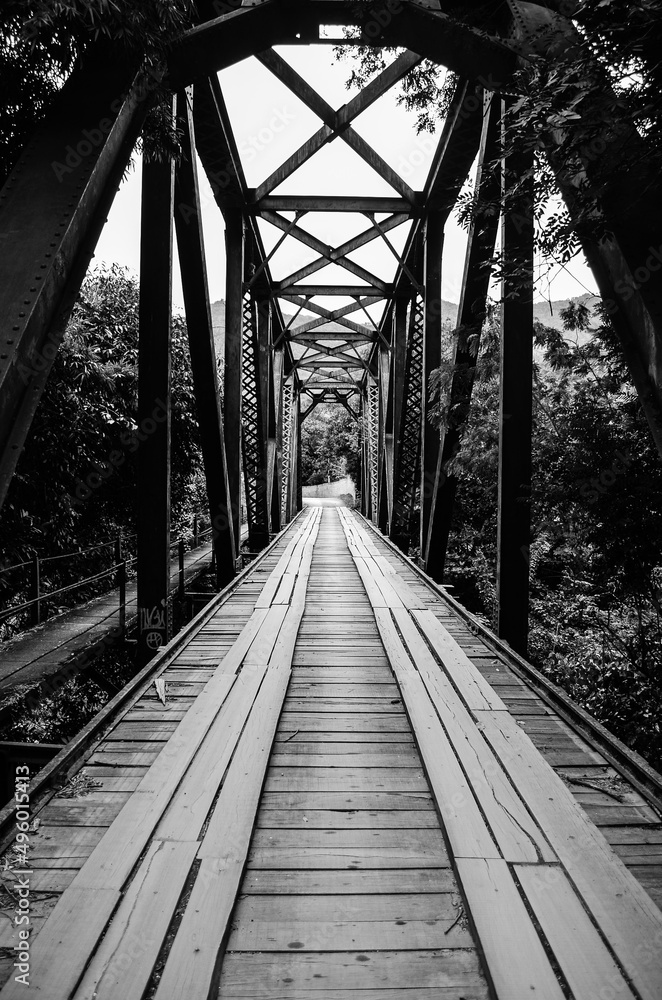 wooden bridge over the river