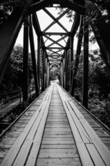 Keuken achterwand Zwart wooden bridge over the river  © cris