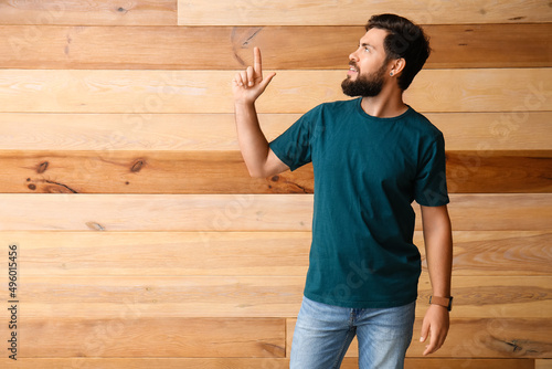 Handsome man in blue t-shir...