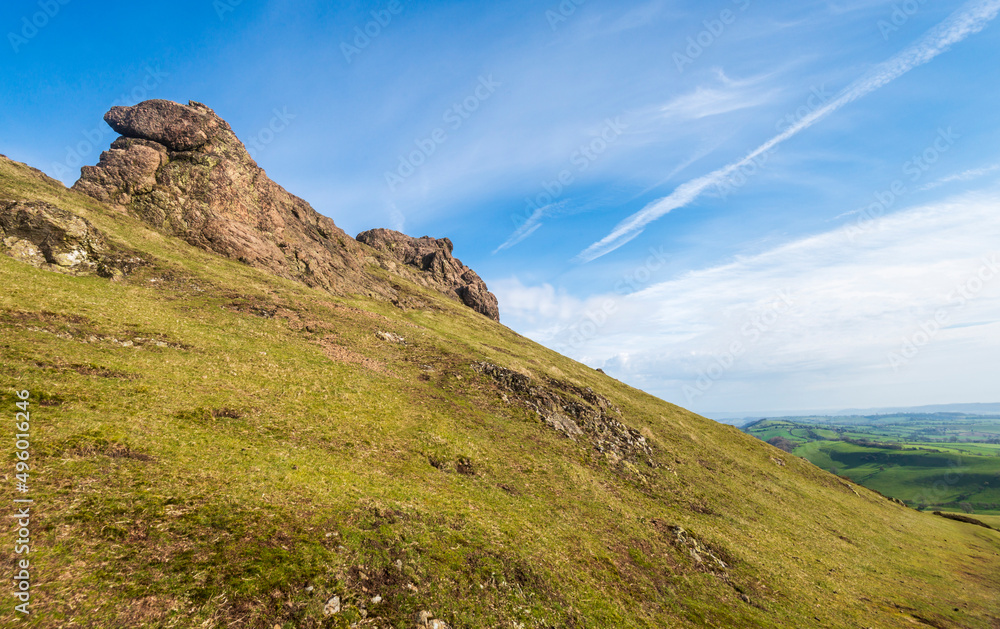 Large boulders at the summit of Caer Caradoc,Shropshire,England,United Kingdom. Large boulders at the summit of Caer Caradoc,Shropshire,England,United Kingdom.