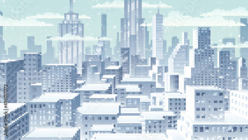 Pixelated Cityscape Snow