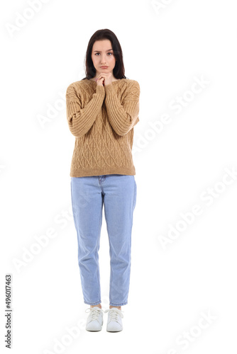 Worried young woman isolate...