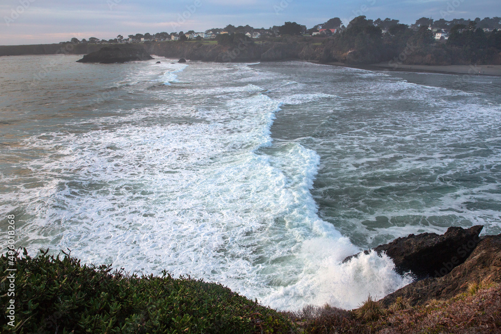 View of the Pacific Ocean along the California Coast, Mendocino, United States.