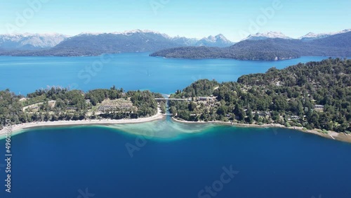 View of The Correntoso River, a river located in Villa La Angostura, Argentina, this River runs from Correntoso Lake to Nahuel Huapi Lake, standing out as one of the Shortest Rivers in the World. 4K.