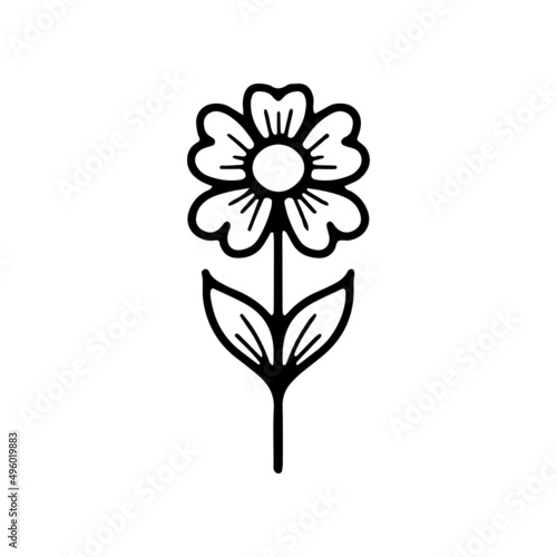 Cute flower in doodle style for different types of decoration, postcards, stickers. 