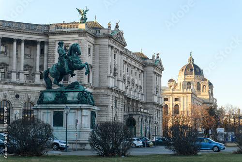 Prinz Eugen von Savoyen monument on Heldenplatz square in front of Neue Burg section of Hofburg Palace, Vienna, Austria