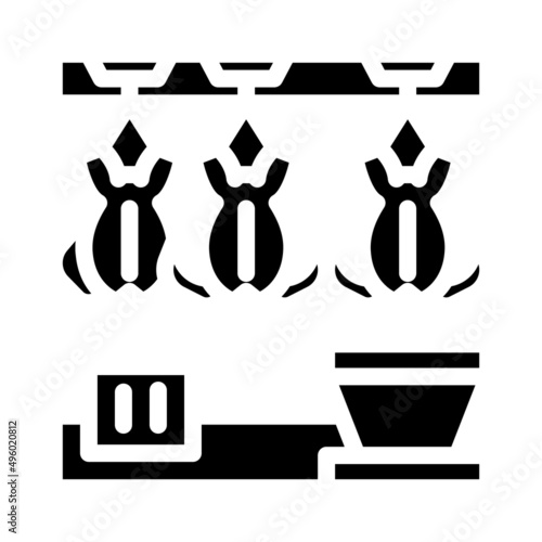 chicken processing glyph icon vector. chicken processing sign. isolated contour symbol black illustration