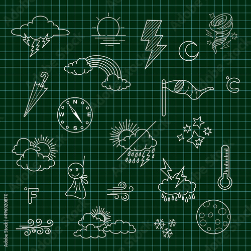 vector set of weather doodle elements  for design purposes