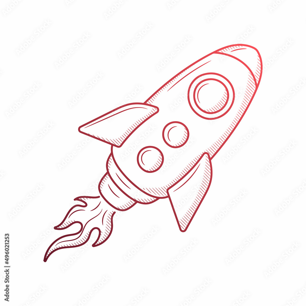 Rocket illustration with hand drawn outline doodle style Rocket illustration with hand drawn outline doodle style