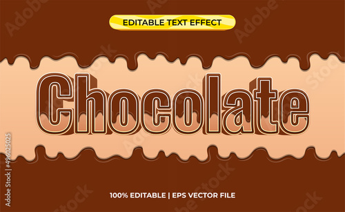 Chocolate pie 3d text effect with choco texture. typography template for chocolate product