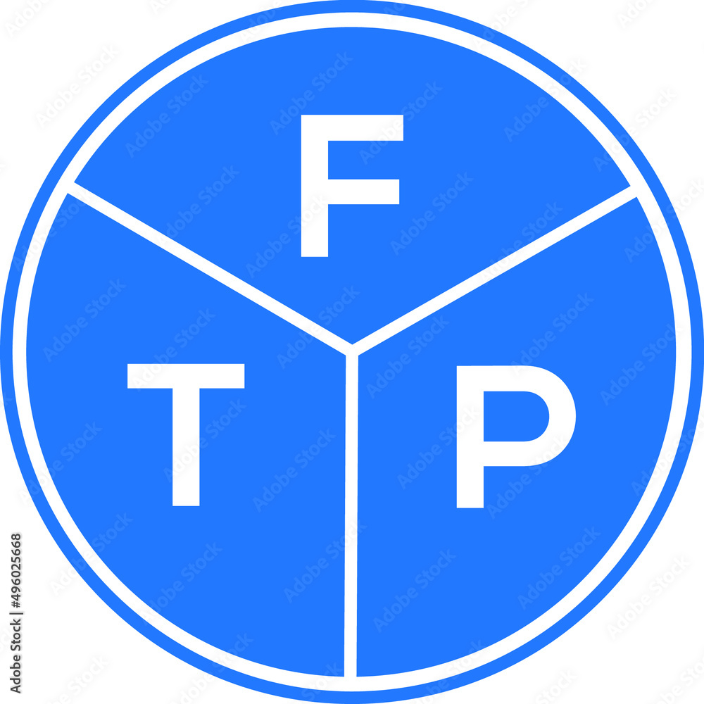 FTP letter logo design on White background. FTP creative Circle letter logo concept. FTP letter design. FTP letter logo design on White background. FTP creative Circle letter logo concept. FTP letter design.