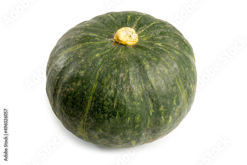 A Fresh Organic Japanese Pumpkin isolated on white background. Clipping path