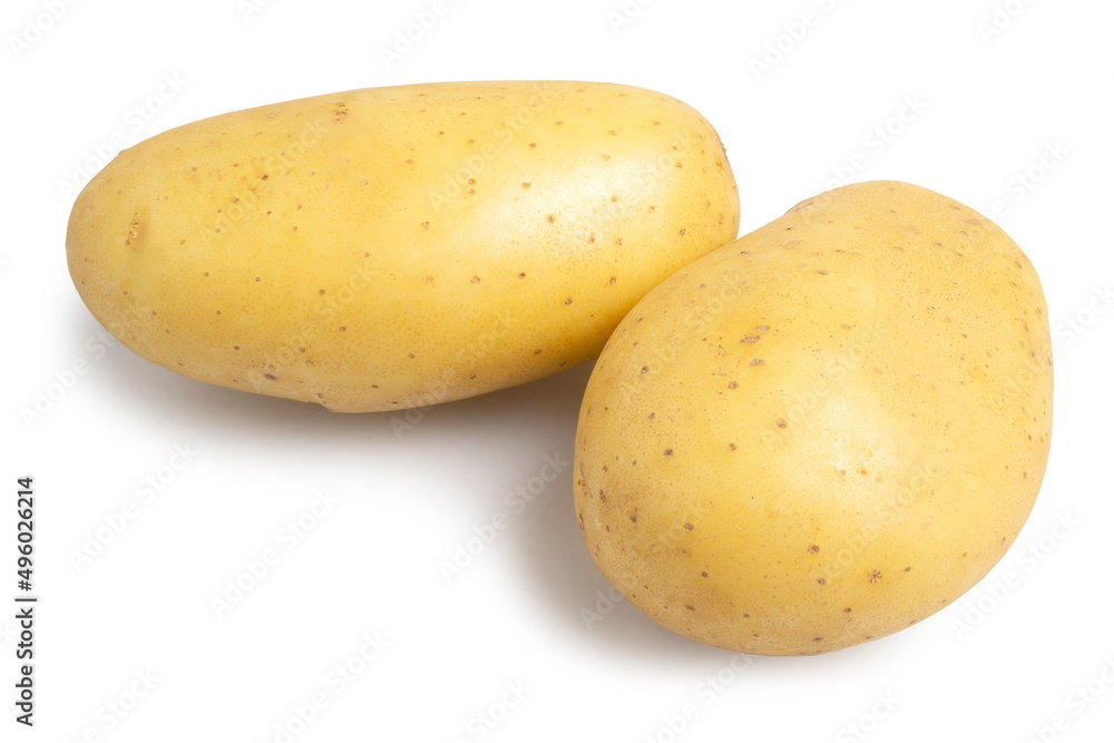 Fresh Raw Organic Young Potatoes isolated on white background. Clipping path	
