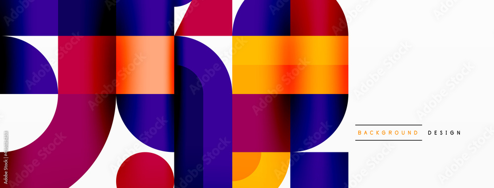 Fototapeta premium Minimal geometric abstract background. Circle square and triangle design. Trendy techno business template for wallpaper, banner, background or landing