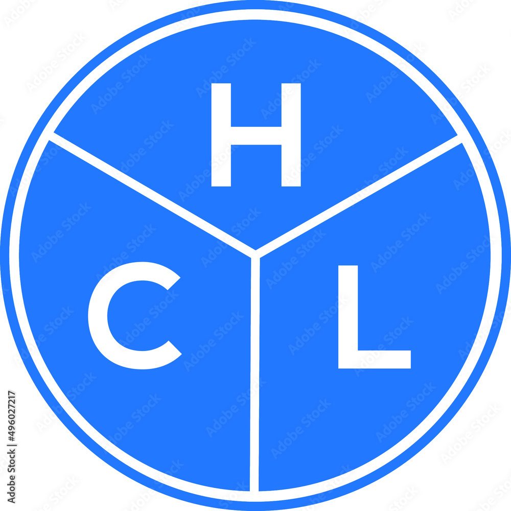 Fototapeta premium HCL letter logo design on black background. HCL creative initials letter logo concept. HCL letter design.