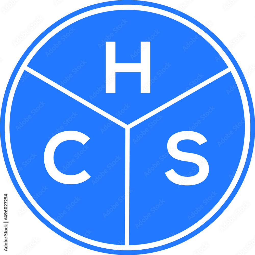 Obraz premium HCS letter logo design on black background. HCS creative initials letter logo concept. HCS letter design.