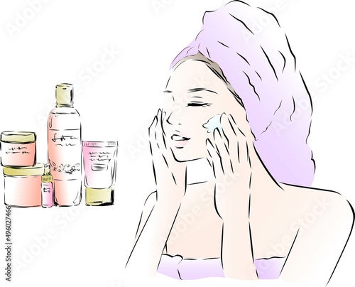 スキンケアをする女性