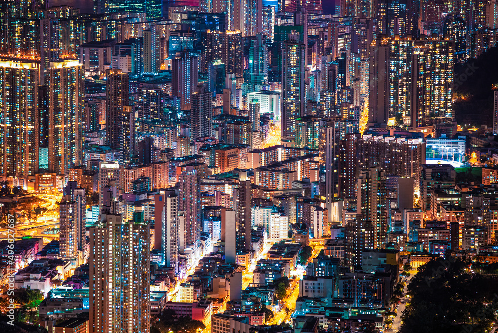 Amazing Hong Kong Night View, Kowloon district, shooting from lion rock peak. Asia Amazing Hong Kong Night View, Kowloon district, shooting from lion rock peak. Asia