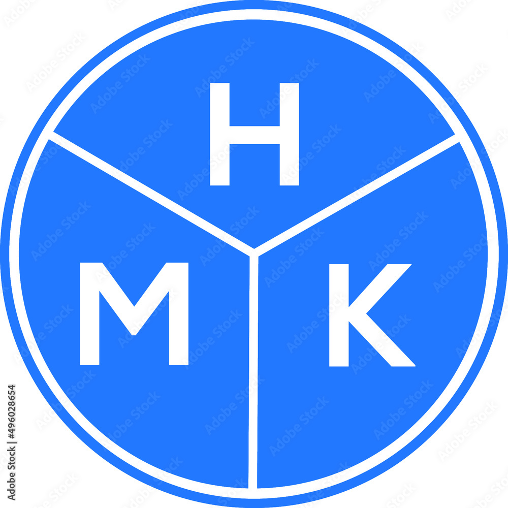 Obraz premium HMK letter logo design on White background. HMK creative Circle letter logo concept. HMK letter design. 