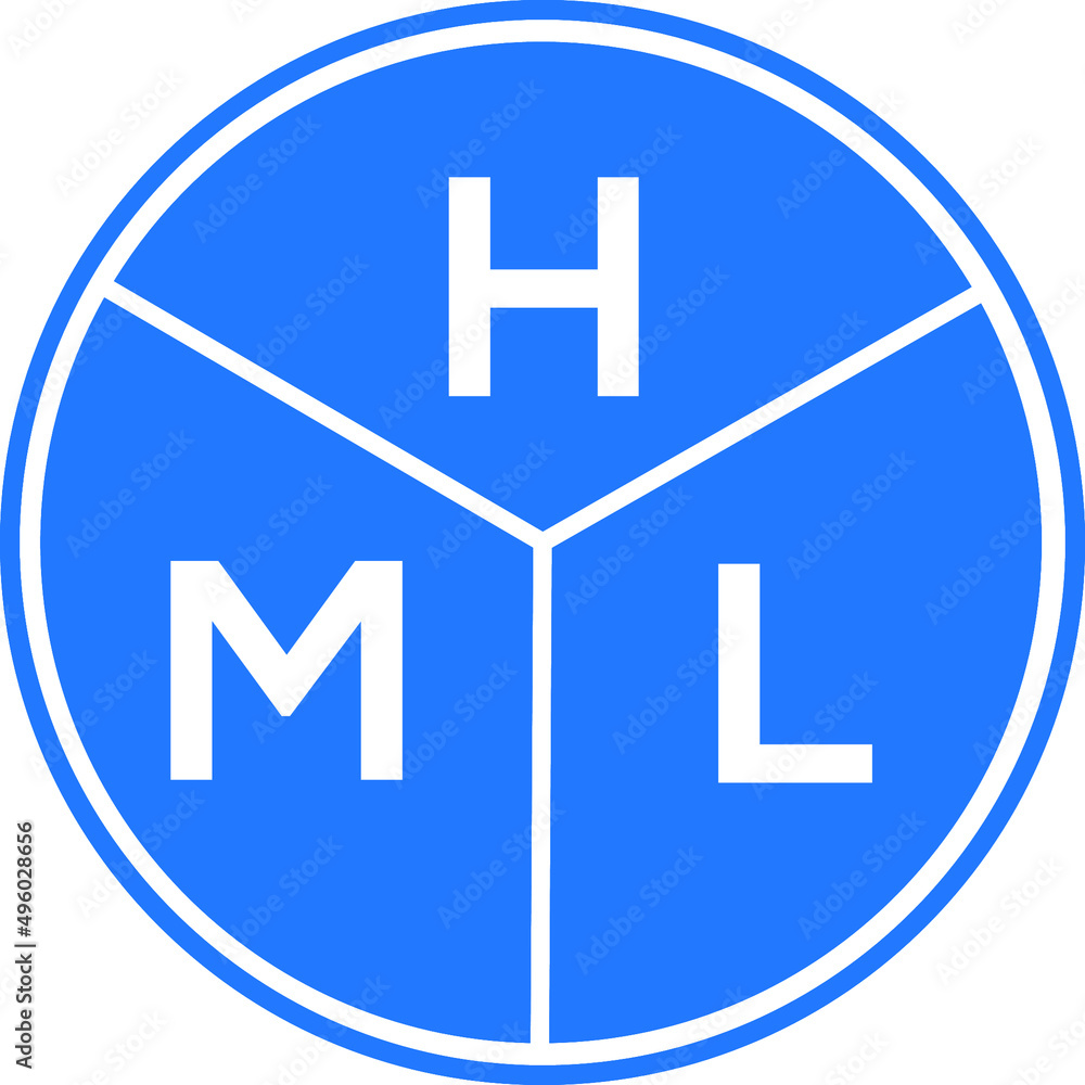 Fototapeta premium HML letter logo design on White background. HML creative Circle letter logo concept. HML letter design.