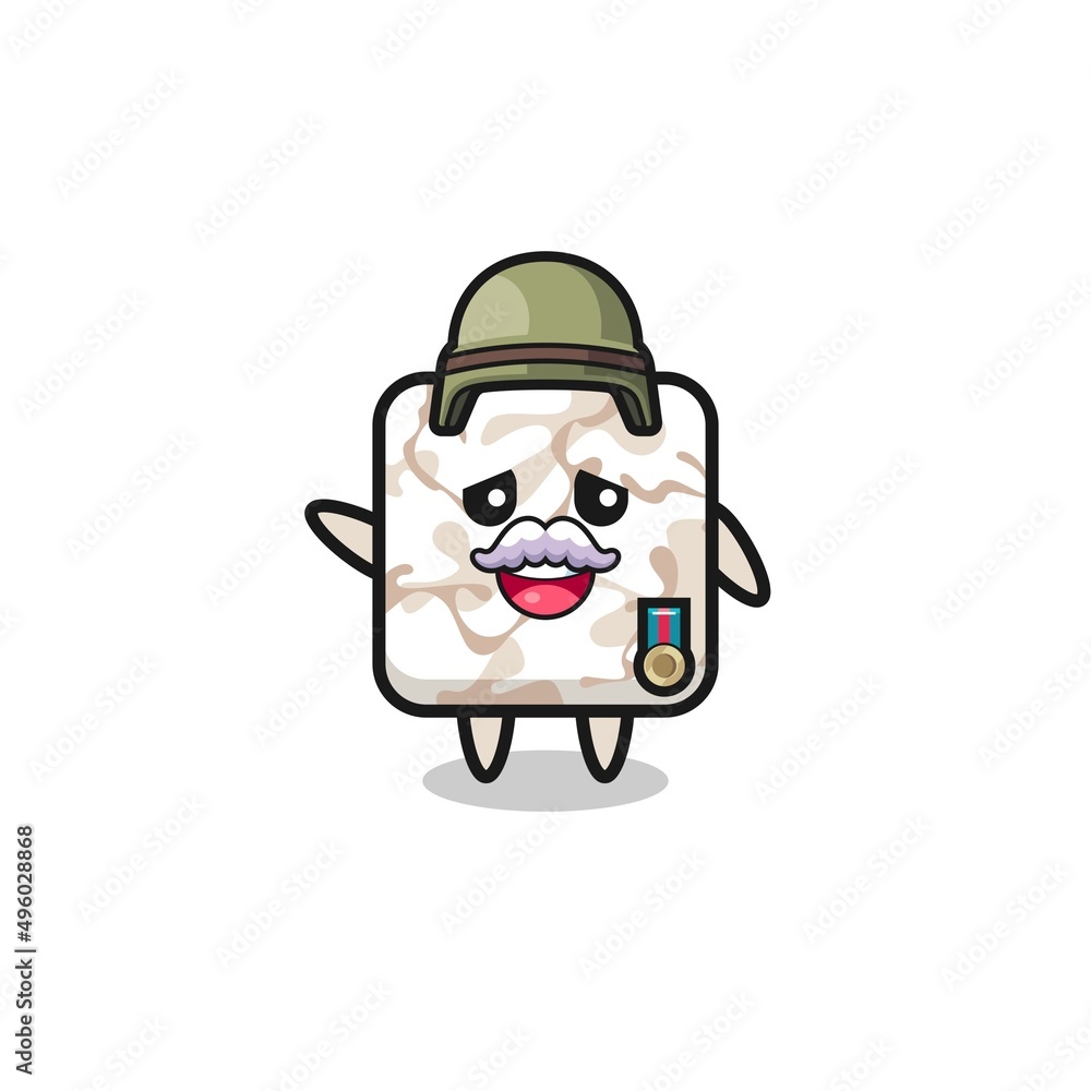 Obraz premium cute ceramic tile as veteran cartoon