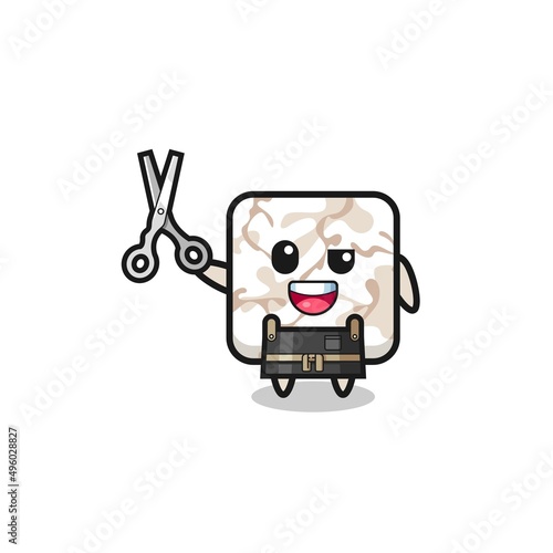 ceramic tile character as barbershop mascot