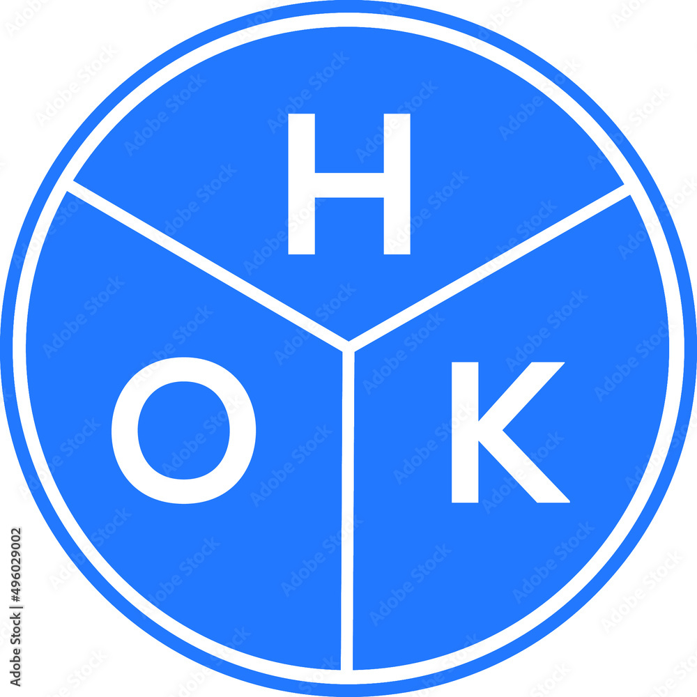 Obraz premium HOK letter logo design on White background. HOK creative Circle letter logo concept. HOK letter design. 