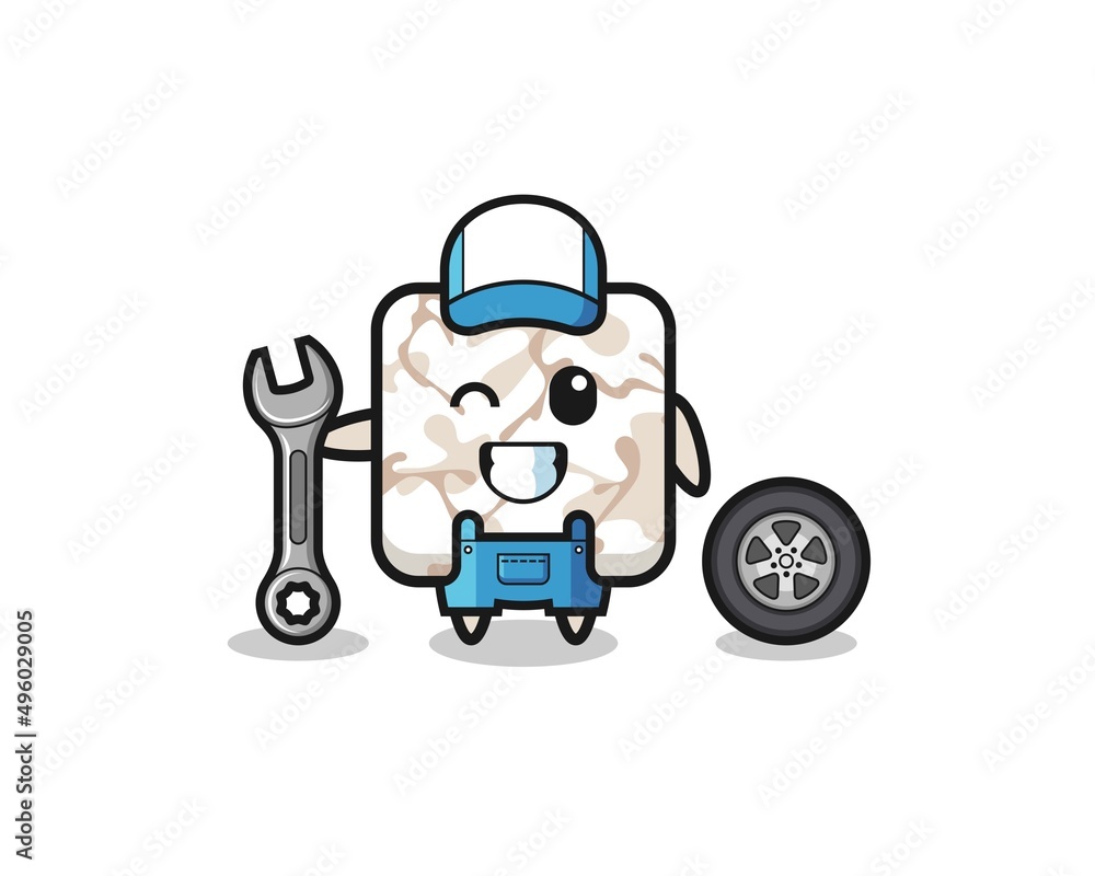 the ceramic tile character as a mechanic mascot
