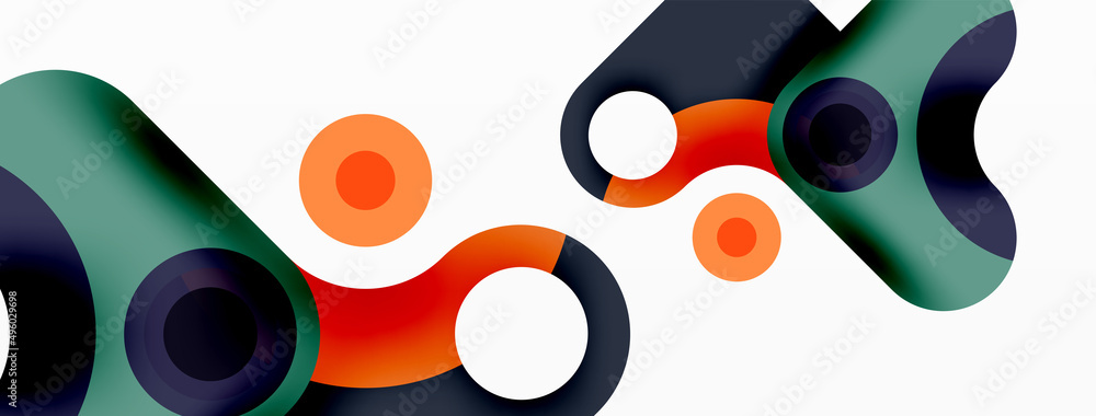Creative geometric wallpaper. Minimal bubble arrow and circle abstract background. Techno business template for wallpaper, banner, background or landing