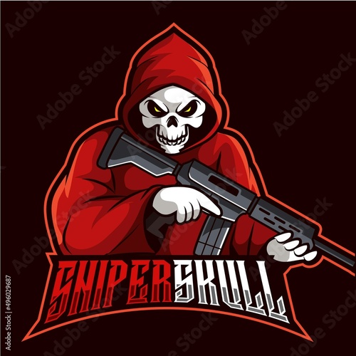 sniper ghost mascot logo gaming vector illustration