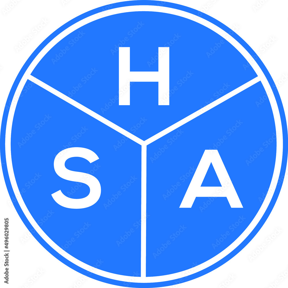 Fototapeta premium HSA letter logo design on black background. HSA creative initials letter logo concept. HSA letter design.