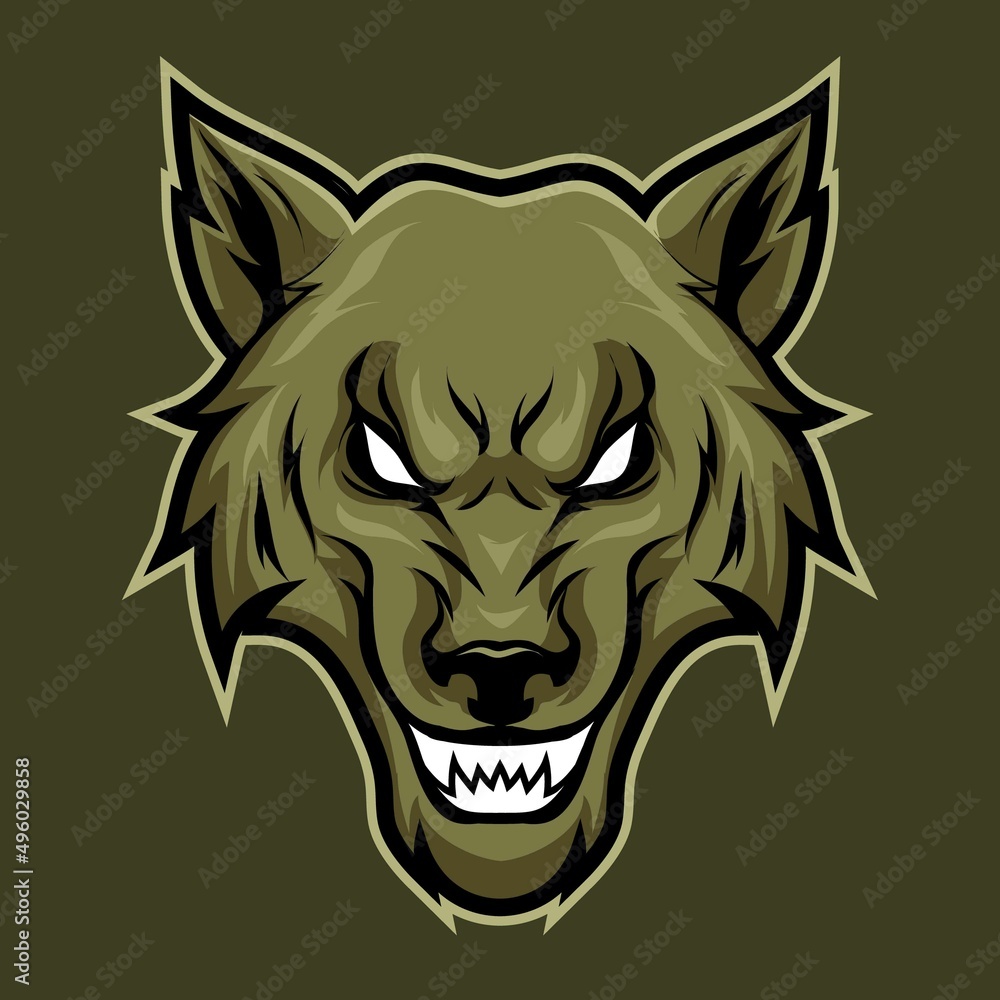 head wolf angry animal mascot for sports and esports logo vector illustration