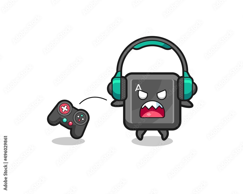 keyboard button gamer mascot is angry keyboard button gamer mascot is angry