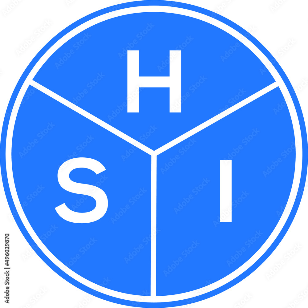 Fototapeta premium HSI letter logo design on black background. HSI creative initials letter logo concept. HSI letter design.