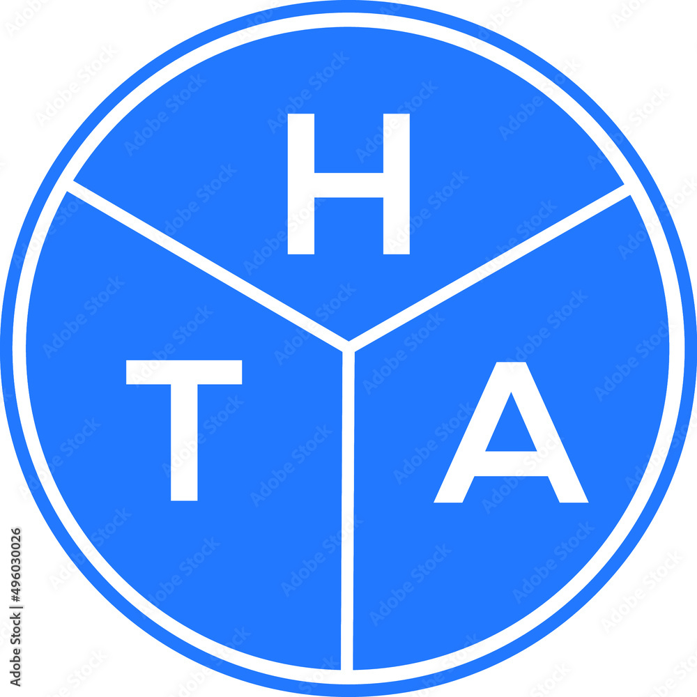 Fototapeta premium HTA letter logo design on black background. HTA creative initials letter logo concept. HTA letter design.