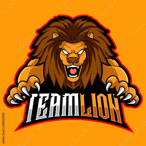 head lion mascot esport logo vector illustration