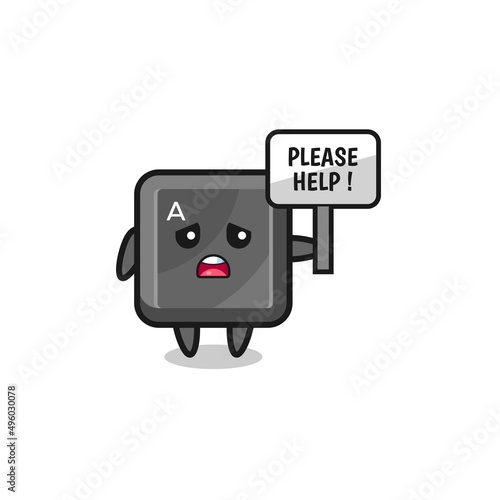 cute keyboard button hold the please help banner