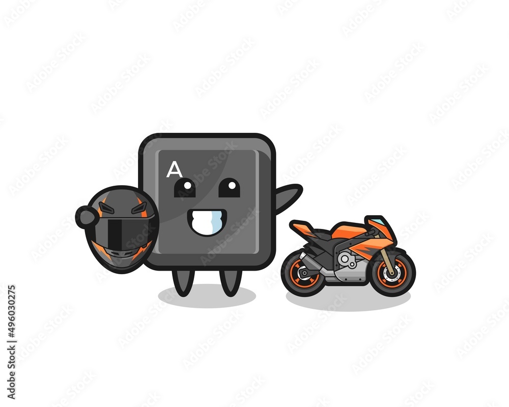 cute keyboard button cartoon as a motorcycle racer cute keyboard button cartoon as a motorcycle racer