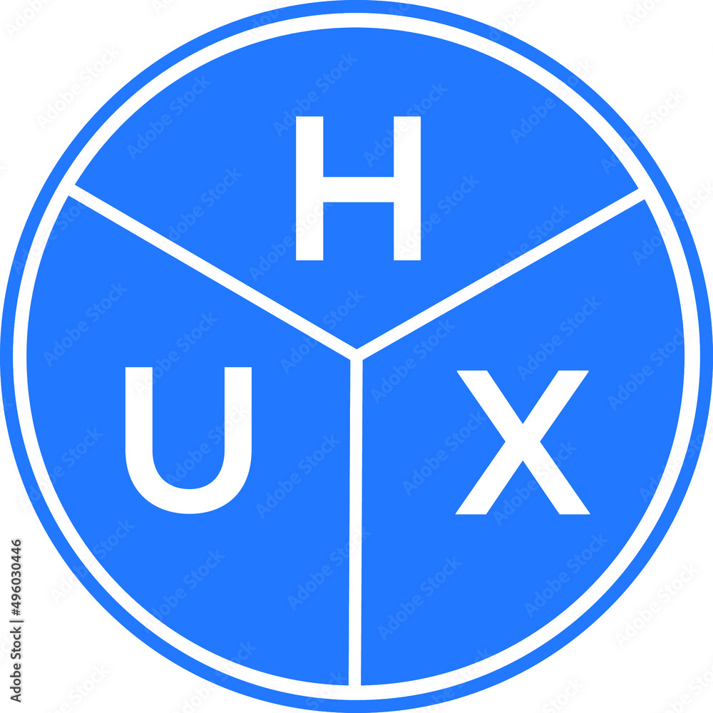 Obraz premium HUX letter logo design on black background. HUX creative initials letter logo concept. HUX letter design.