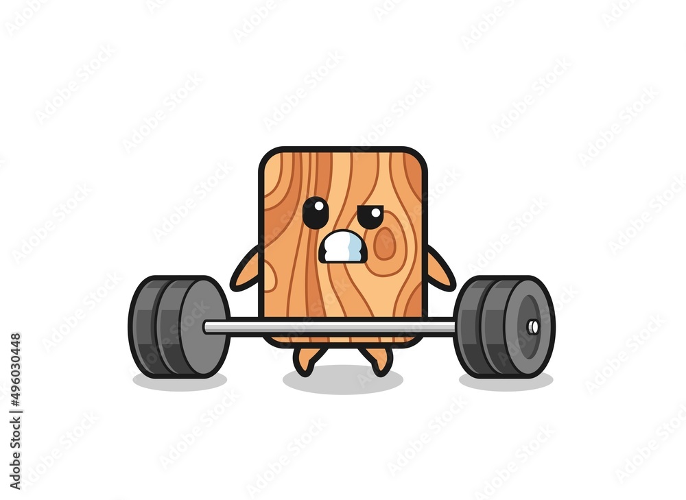 cartoon of plank wood lifting a barbell cartoon of plank wood lifting a barbell