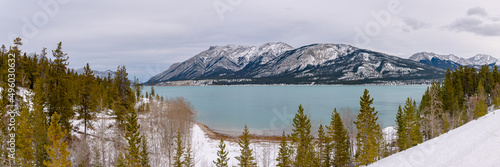 Panoramic winter landscape in Alberta during November. 
