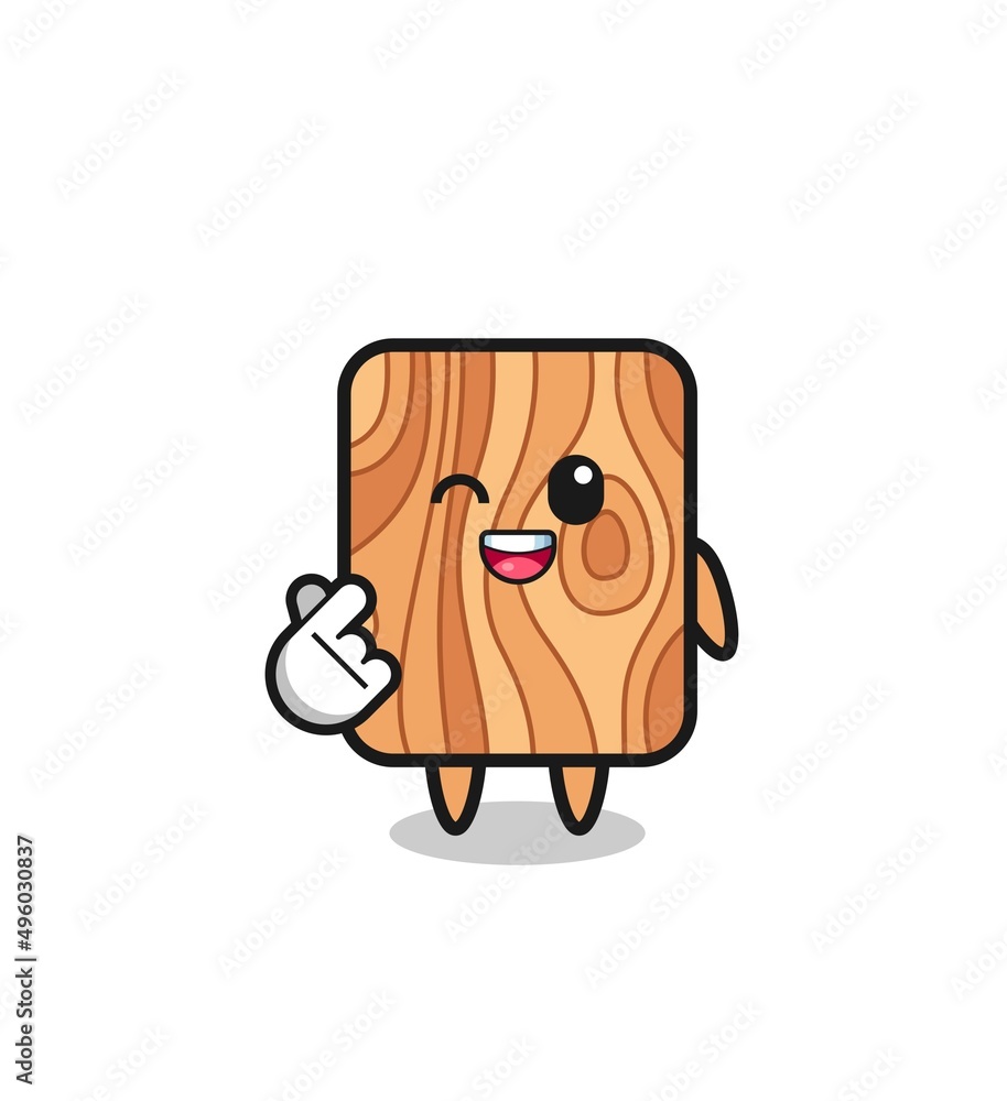plank wood character doing Korean finger heart plank wood character doing Korean finger heart