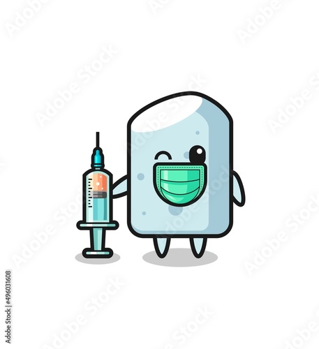 chalk mascot as vaccinator