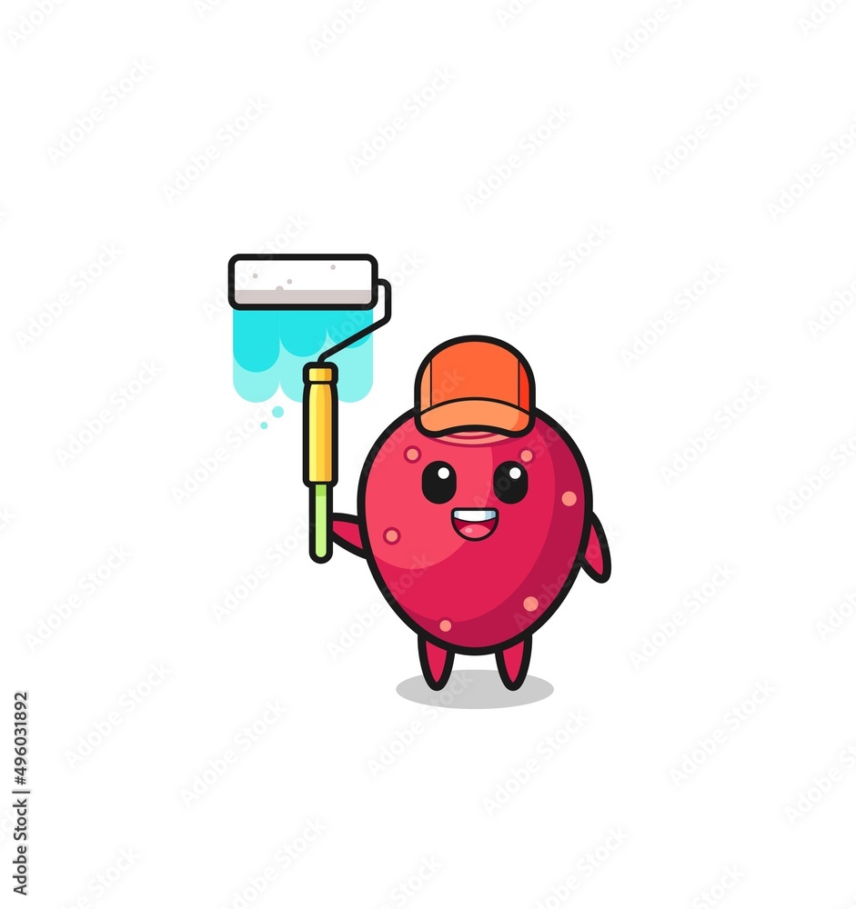 the prickly pear painter mascot with a paint roller the prickly pear painter mascot with a paint roller