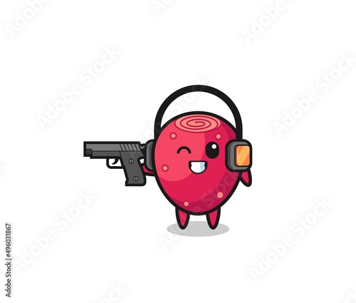 illustration of prickly pear cartoon doing shooting range