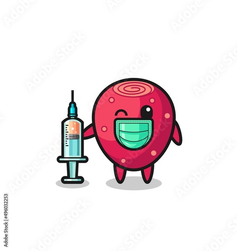 prickly pear mascot as vaccinator