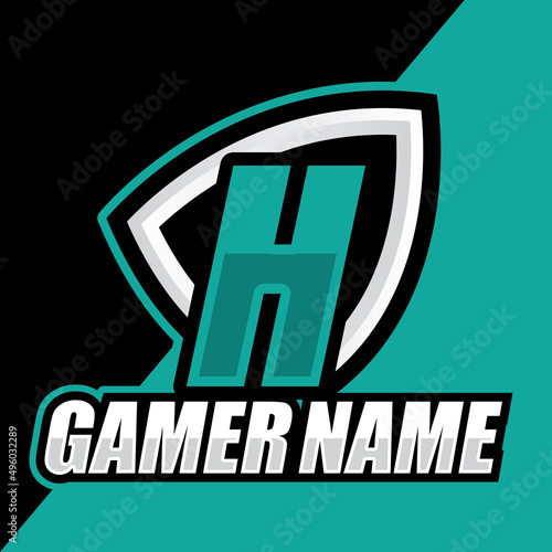 H letter mark Esport logo team, modern simple e sports template font, gaming font logo illustration